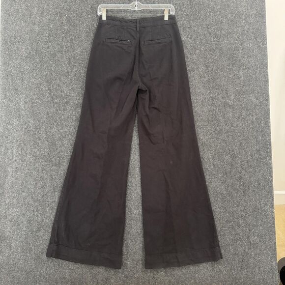 Pilcro Pants Women's 25 Black Wide Leg Flare High Rise Cuffed Hem Trouser Chino - Picture 9 of 12